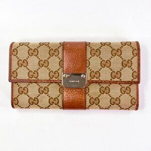 Gucci GG Monogram Canvas and Leather Long Wallet Vintage Beautiful Condition!